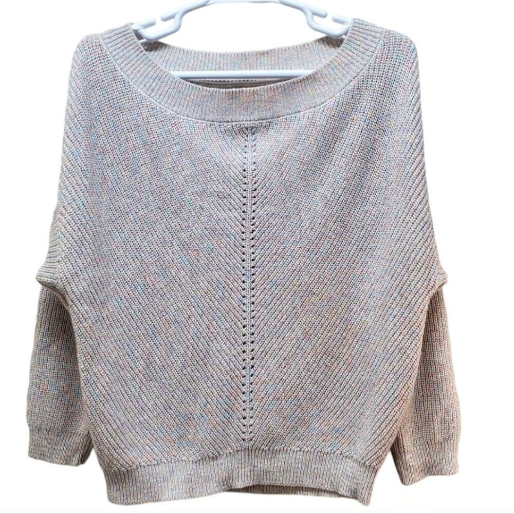 SOHO NY Rainbow Metallic Boatneck Knit Sweater Size S